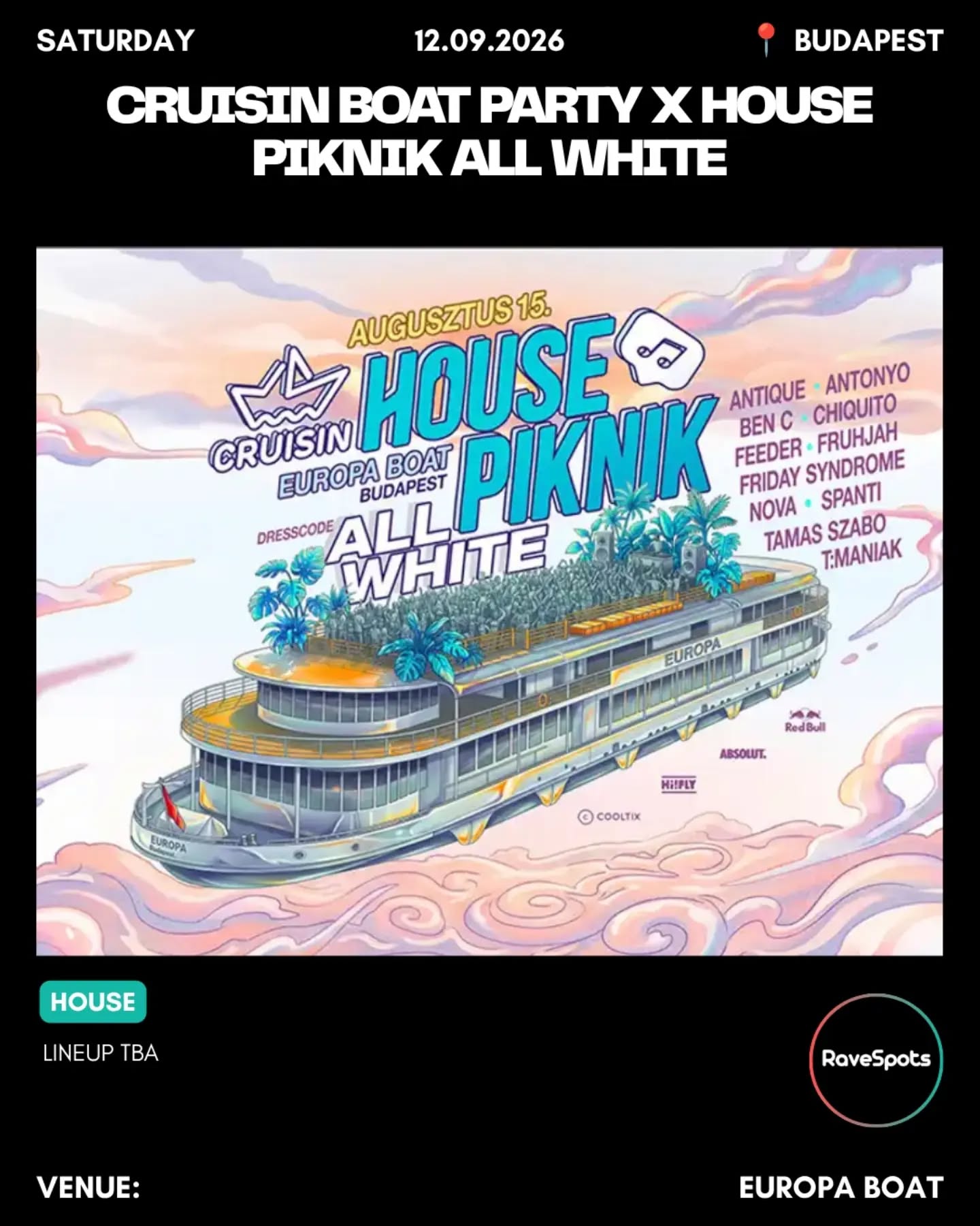 Cruisin Boat Party x House Piknik ALL WHITE Boat Party