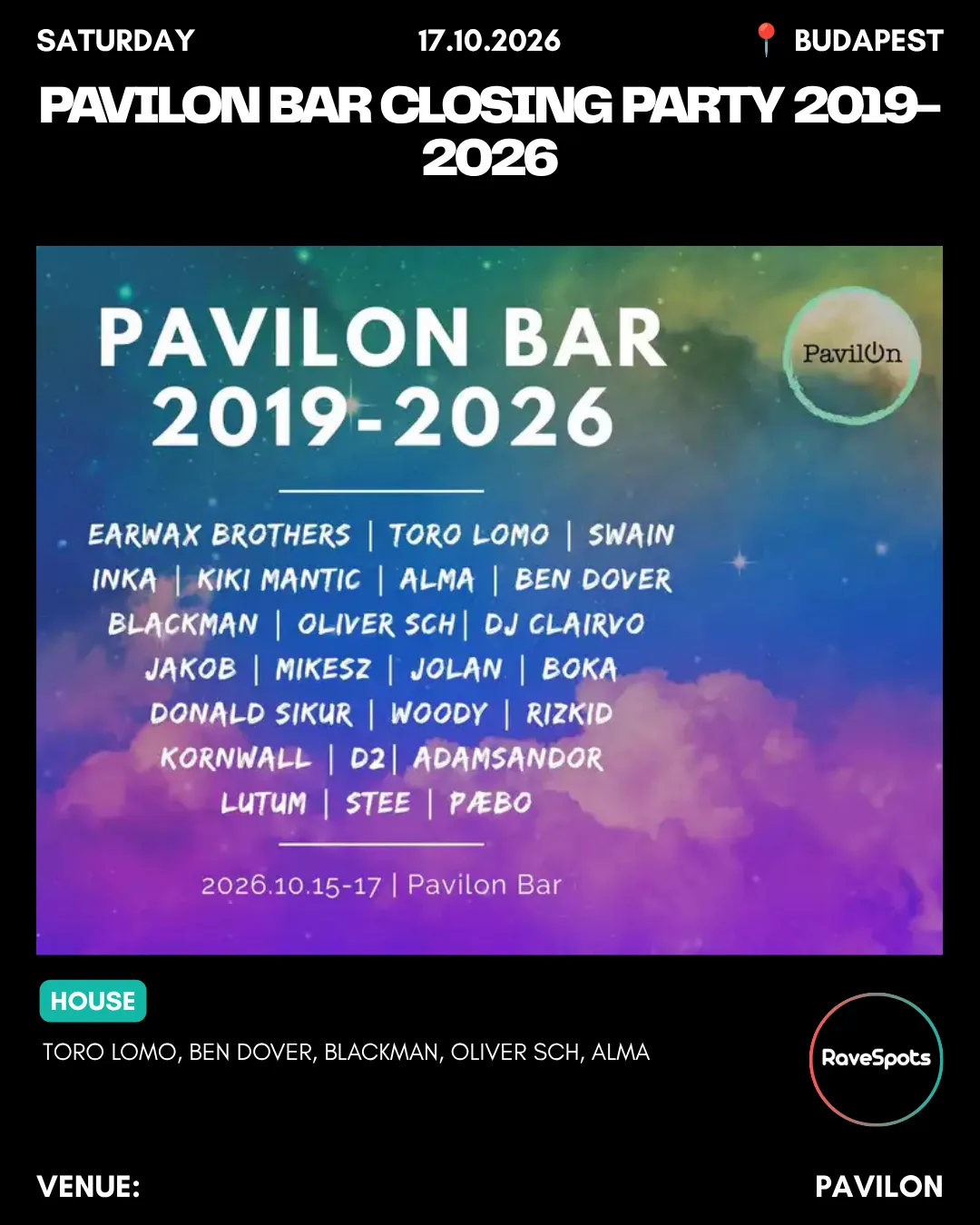 Pavilon Bar Closing Party 2019-2026